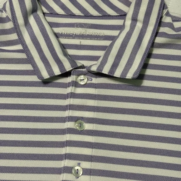 Vineyard Vines Mens Striped Performance Golf Polo Shirt Purple/White Siz… - Picture 3 of 6